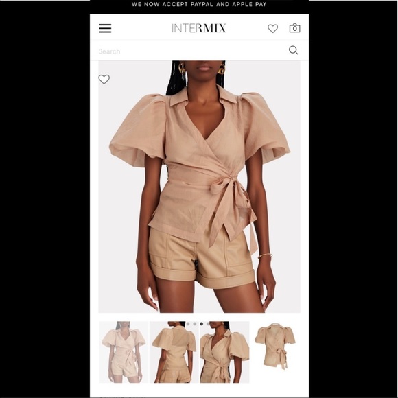 Jonathan Simkhai Carolina Organdy Puff-Sleeve Wrap Top - Picture 2 of 11